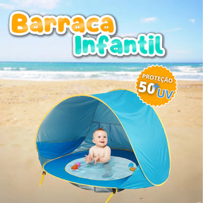 Barraca de Praia Infantil com Piscina e Proteção UV