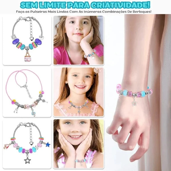 Kit de Pulseiras e Berloques Infantil com 66 Peças