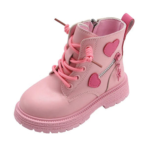 Bota Infantil Feminina em Couro PinkHeart