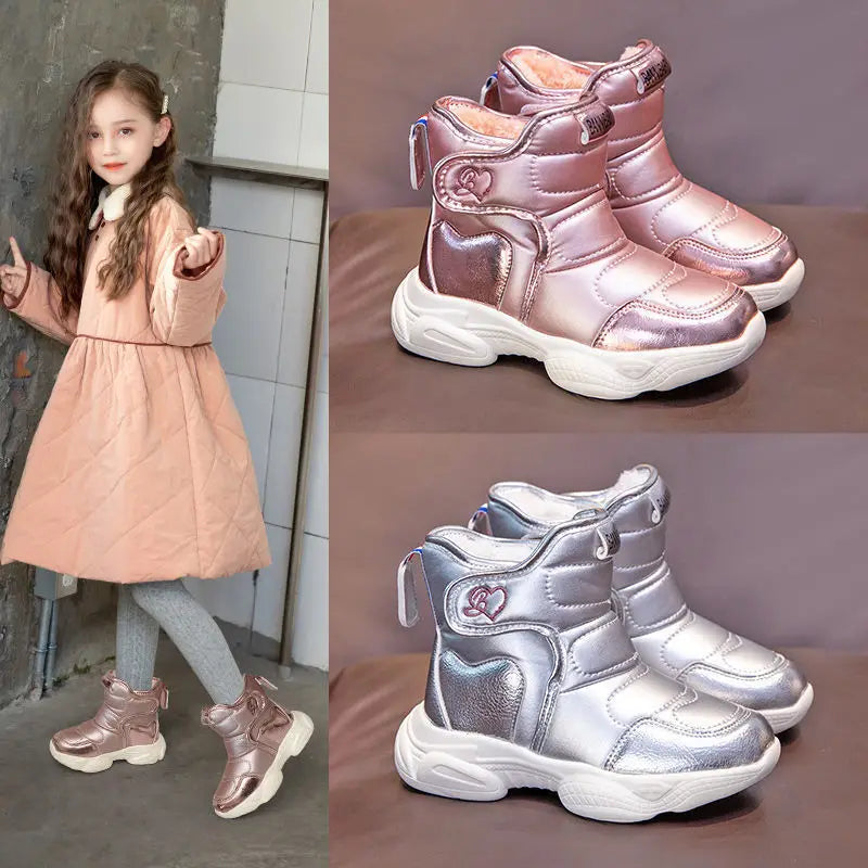 Botas de Inverno Infantil Feminina em Couro