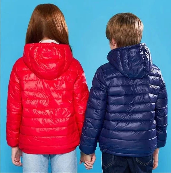 Jaqueta Puffer Infantil com Capuz Masculino Feminino