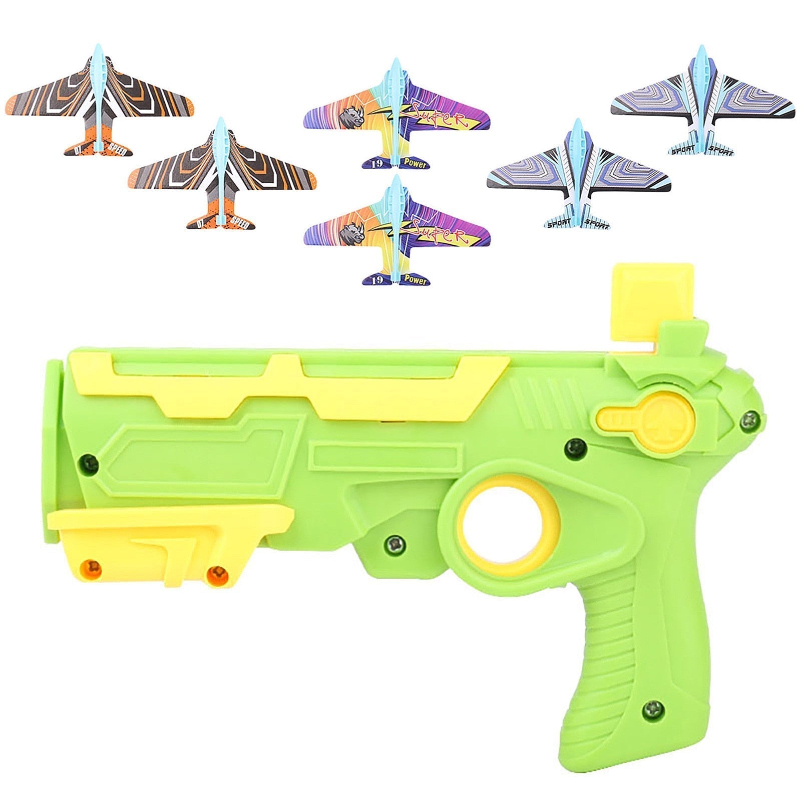 Brinquedo Lançador de Aviões Pistola com 4 Aviões