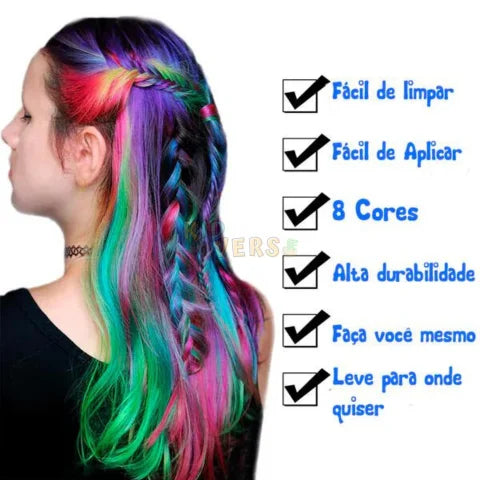 Kit Hair Chalk Kids Tinta Multicolor 8 cores