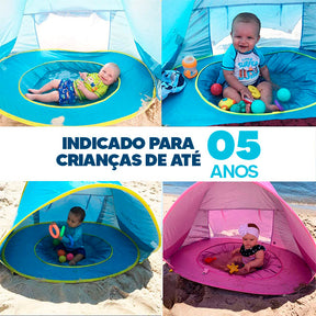 Barraca de Praia Infantil com Piscina e Proteção UV