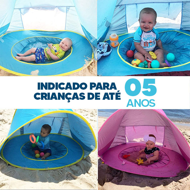 Barraca de Praia Infantil com Piscina e Proteção UV